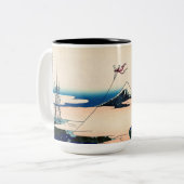 Katsushika Hokusai - Asakusa Honganji temple, Edo Tweekleurige Koffiemok (Voorkant links)