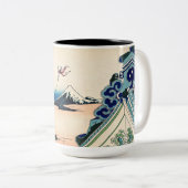 Katsushika Hokusai - Asakusa Honganji temple, Edo Tweekleurige Koffiemok (Voorkant rechts)