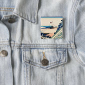 Katsushika Hokusai - Asakusa Honganji temple, Edo Vierkante Button 5,1 Cm (In situ)