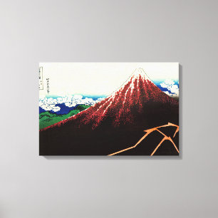 Katsushika Hokusai - Bliksem onder de top Canvas Afdruk