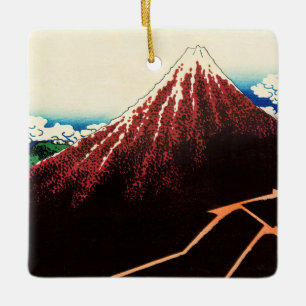 Katsushika Hokusai - Bliksems onder de top Keramisch Ornament