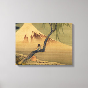 Katsushika Hokusai Boy kijkend de berg Fuji Canvas Afdruk
