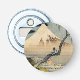 Katsushika Hokusai - Boy Kijkend de Fuji Button Flesopener