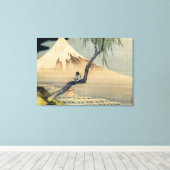 Katsushika Hokusai - Boy Kijkend de Fuji Canvas Afdruk (Insitu (Houten vloer))