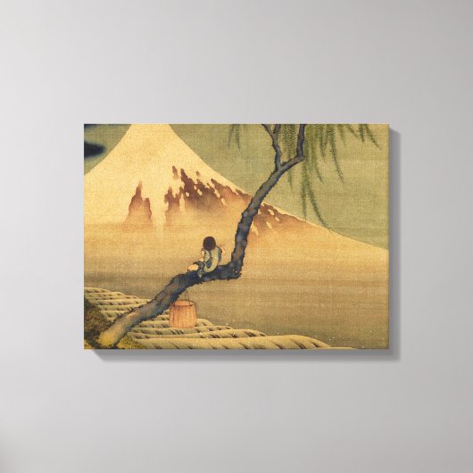 Katsushika Hokusai Boy Kijkend de Fuji Canvas Afdruk (Voorkant)
