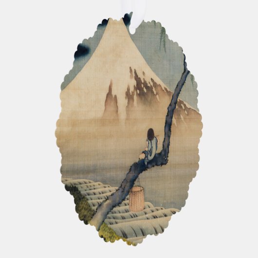 Katsushika Hokusai - Boy Kijkend de Fuji Ornament Kaart (Rechts)