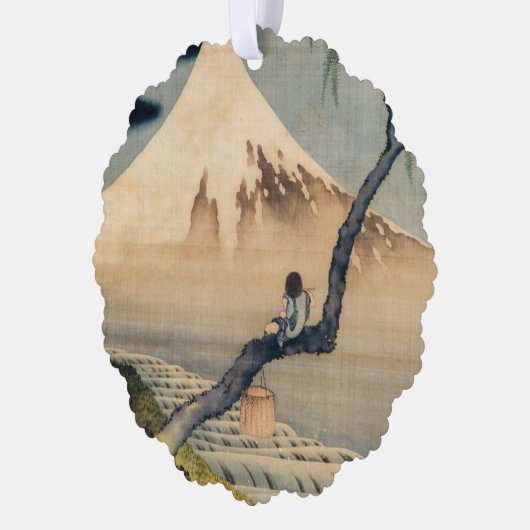 Katsushika Hokusai - Boy Kijkend de Fuji Ornament Kaart (Links)