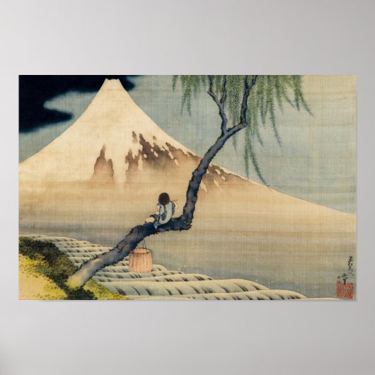 Katsushika Hokusai - Boy Kijkend de Fuji Poster (Voorkant)
