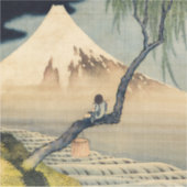 Katsushika Hokusai - Boy Kijkend de Fuji Sticker (Voorkant)