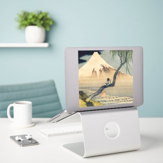 Katsushika Hokusai - Boy Kijkend de Fuji Sticker (Laptop op bureau)