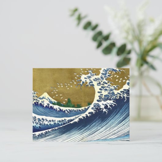 Katsushika Hokusai - Colored Big Wave Briefkaart (Staand voorkant)