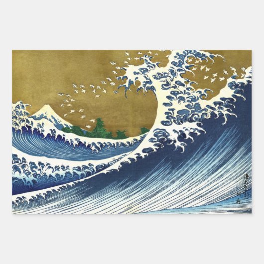 Katsushika Hokusai - Colored Big Wave Inpakpapier Vel (Voorkant 3)