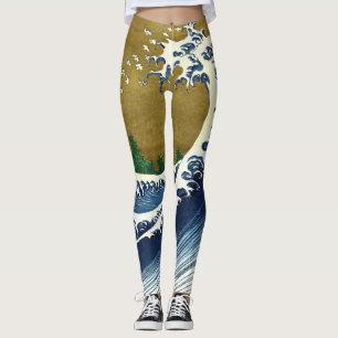 Katsushika Hokusai - Colored Big Wave Leggings