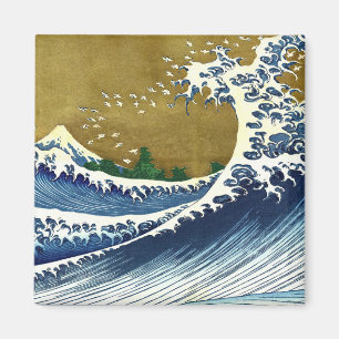 Katsushika Hokusai - Colored Big Wave Magneet