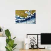 Katsushika Hokusai - Colored Big Wave Poster (Thuiskantoor)