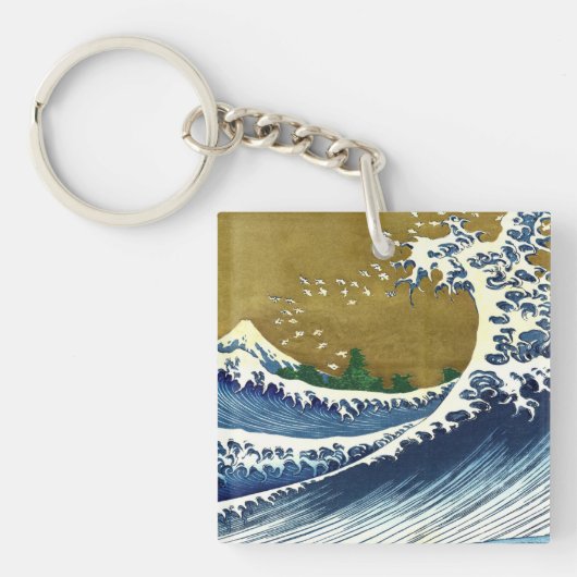 Katsushika Hokusai - Colored Big Wave Sleutelhanger (Voorkant)