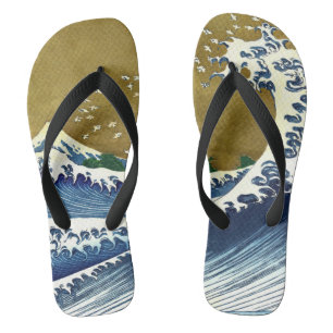 Katsushika Hokusai - Colored Big Wave Teenslippers