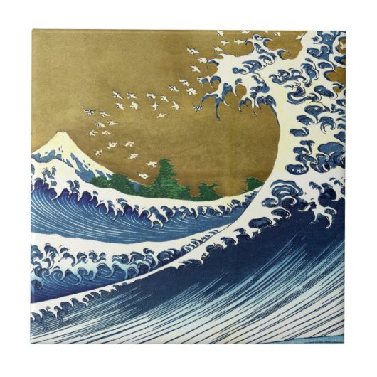 Katsushika Hokusai - Colored Big Wave Tegeltje (Voorkant)