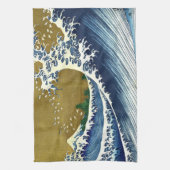 Katsushika Hokusai - Colored Big Wave Theedoek (Verticaal)