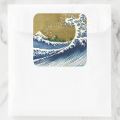 Katsushika Hokusai - Colored Big Wave Vierkante Sticker (Tas)