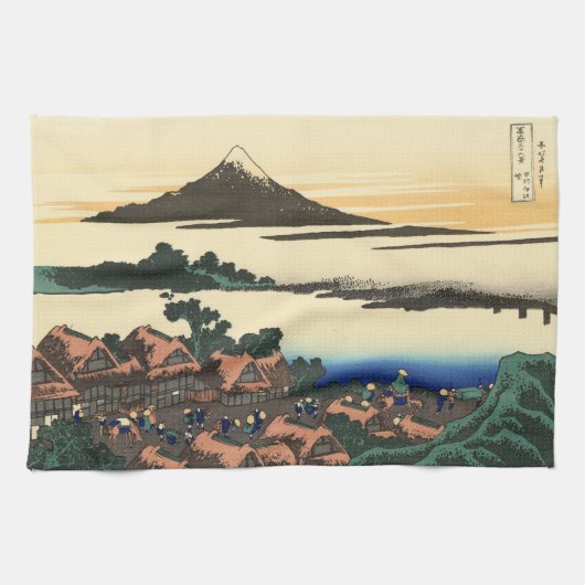 Katsushika Hokusai Dawn in de provincie Kai Theedoek (Horizontaal)