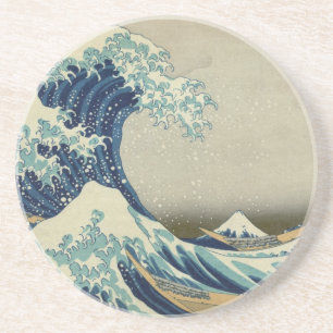 Katsushika Hokusai: De Grote Golf bij Kanagawa Zandsteen Onderzetter