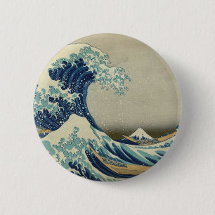 Katsushika Hokusai: De Grote Golf in Kanagawa Ronde Button 5,7 Cm