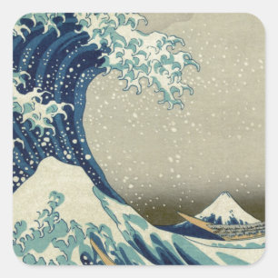 Katsushika Hokusai De grote golf in Kanagawa Vierkante Sticker