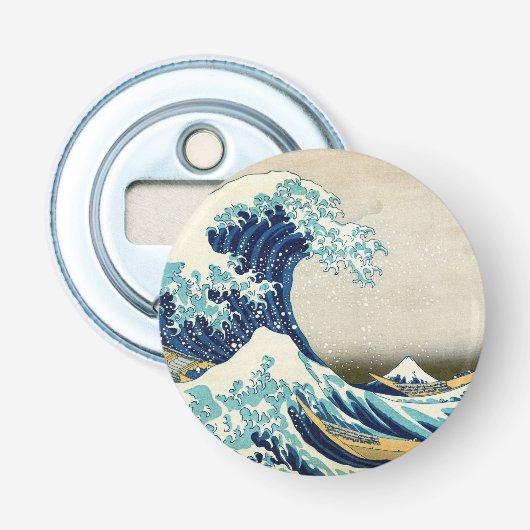 Katsushika Hokusai - De Grote Golf van Kanagawa Button Flesopener (Voorkant)