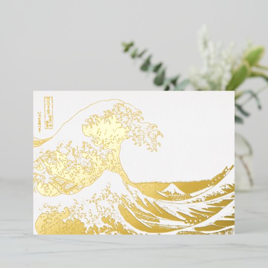 Katsushika Hokusai - De Grote Golf van Kanagawa Folie Feestdagenkaart (Staand Voorkant)