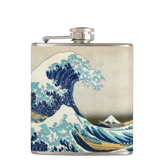 Katsushika Hokusai - De Grote Golf van Kanagawa Heupfles (Voorkant)