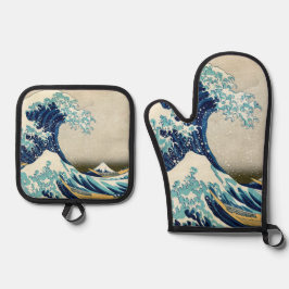Katsushika Hokusai - De Grote Golf van Kanagawa Ovenwant & Pannenlap Set
