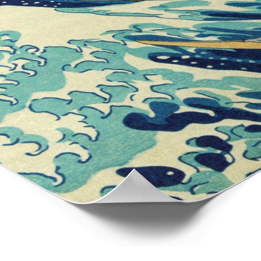 Katsushika Hokusai - De Grote Golf van Kanagawa Poster (Hoek)