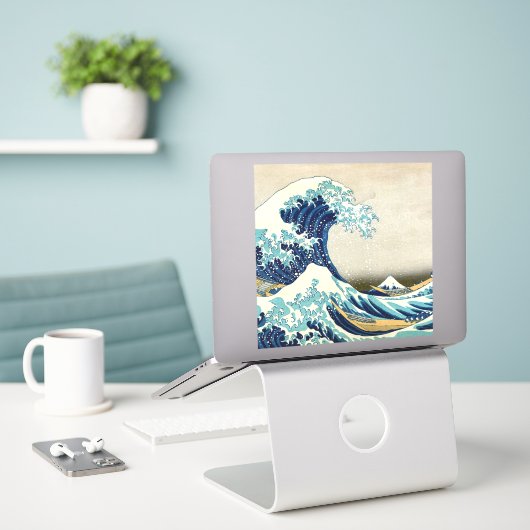 Katsushika Hokusai - De Grote Golf van Kanagawa Sticker (Laptop op bureau)