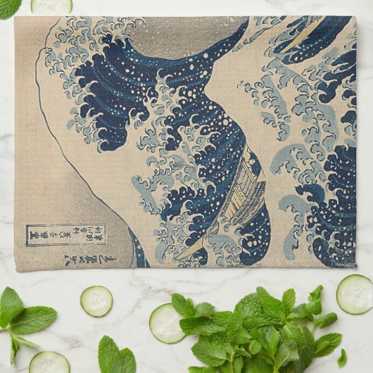 Katsushika Hokusai. De Grote Golf van Kanagawa Theedoek (Gevouwen)