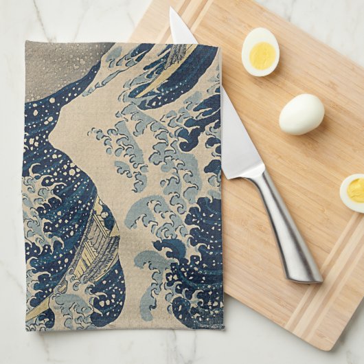 Katsushika Hokusai. De Grote Golf van Kanagawa Theedoek (Quarter Fold)