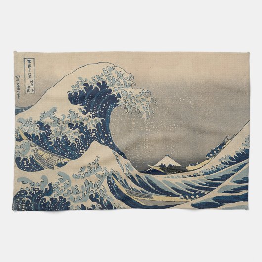 Katsushika Hokusai. De Grote Golf van Kanagawa Theedoek (Horizontaal)