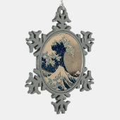 Katsushika Hokusai. De Grote Golf van Kanagawa Tin Sneeuwvlok Ornament (Links)