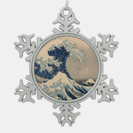 Katsushika Hokusai. De Grote Golf van Kanagawa Tin Sneeuwvlok Ornament