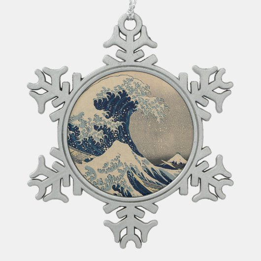 Katsushika Hokusai. De Grote Golf van Kanagawa Tin Sneeuwvlok Ornament (Voorkant)