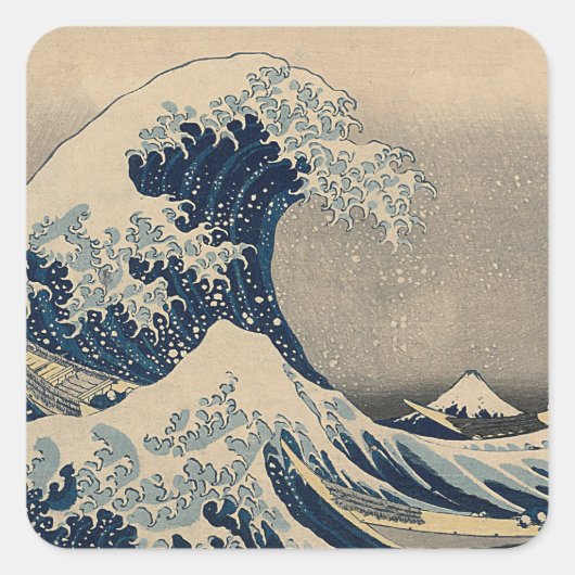 Katsushika Hokusai. De Grote Golf van Kanagawa Vierkante Sticker (Voorkant)