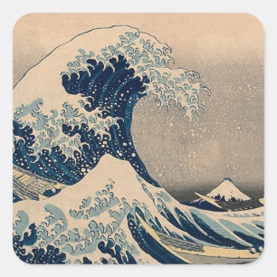 Katsushika Hokusai. De Grote Golf van Kanagawa Vierkante Sticker