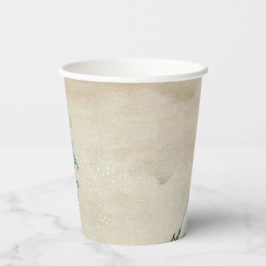 Katsushika Hokusai - De Grote Golf voor Kanagawa Papieren Bekers (Achterkant)