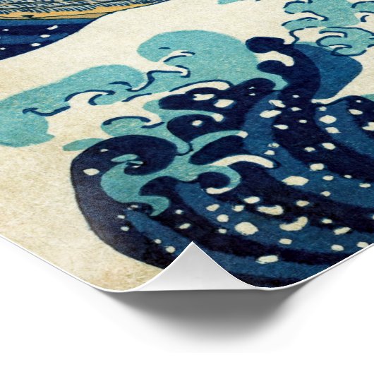 Katsushika Hokusai - De Grote Golf voor Kanagawa Perfect Poster (Hoek)