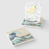 Katsushika Hokusai - De Grote Golf voor Kanagawa Stenen Onderzetter (Zijkant)