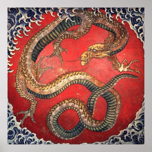 Katsushika hokusai draak poster (Voorkant)