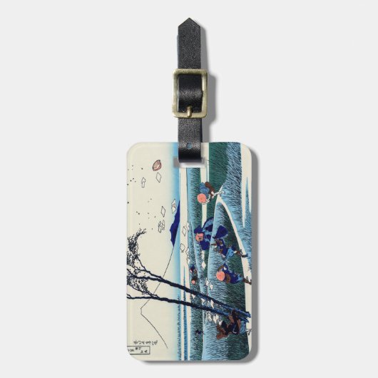 Katsushika Hokusai - Ejiri in de provincie Suruga Bagagelabel (Voorkant verticaal)