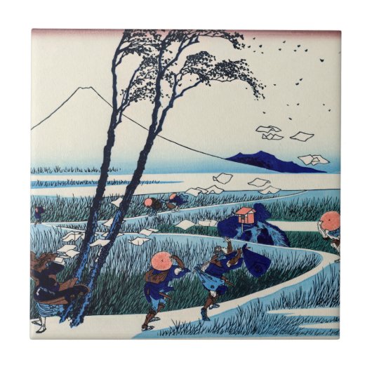 Katsushika Hokusai - Ejiri in de provincie Suruga Tegeltje (Voorkant)