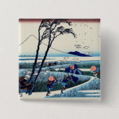 Katsushika Hokusai - Ejiri in de provincie Suruga Vierkante Button 5,1 Cm (Voorkant)