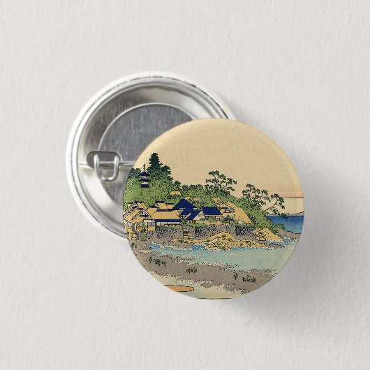 Katsushika Hokusai Enoshima in de provincie Sagami Ronde Button 3,2 Cm (Voorkant /achterkant)